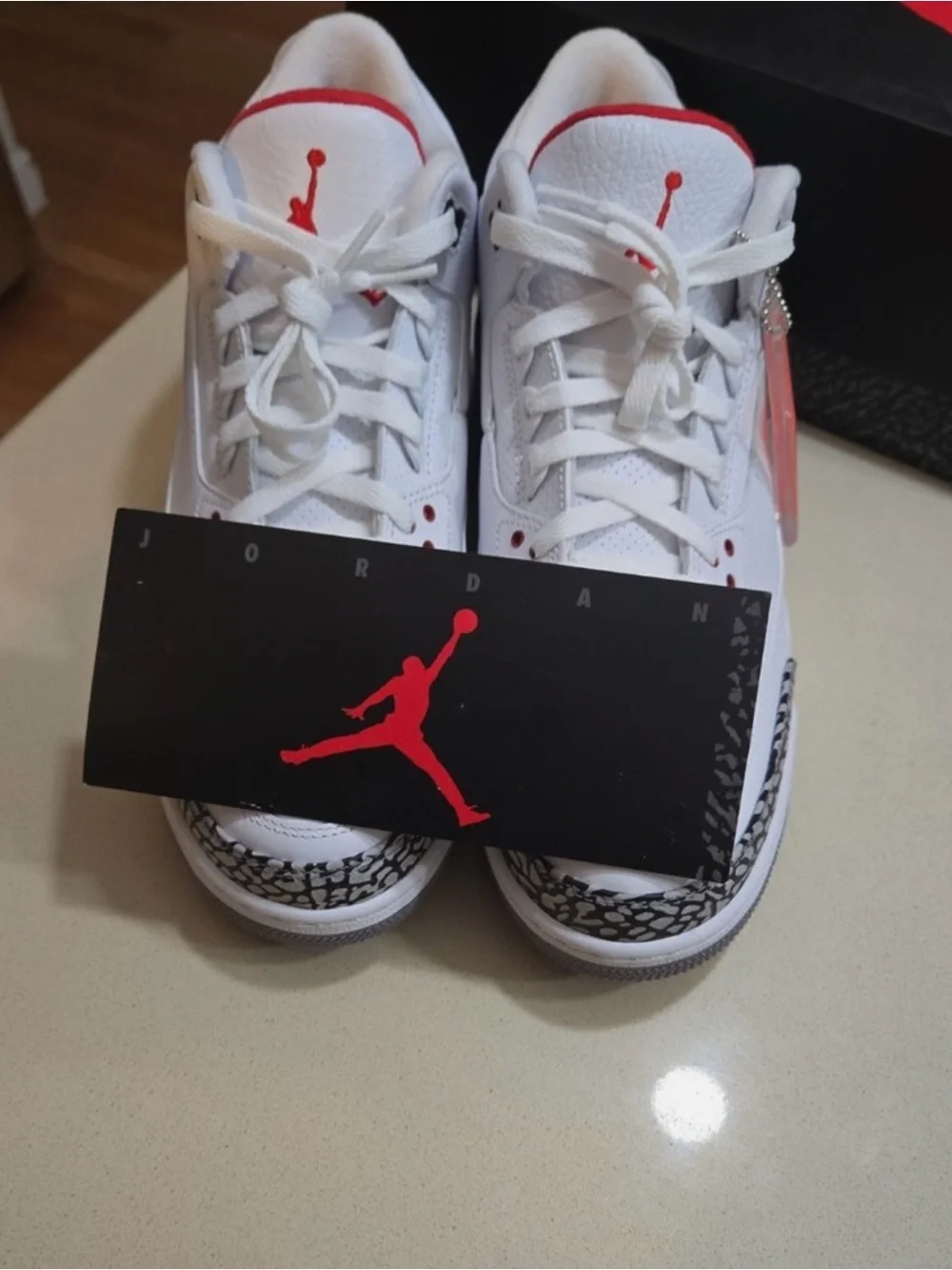 Air Jordan 3 Retro 88 White/Red Elephant Print Sneakers